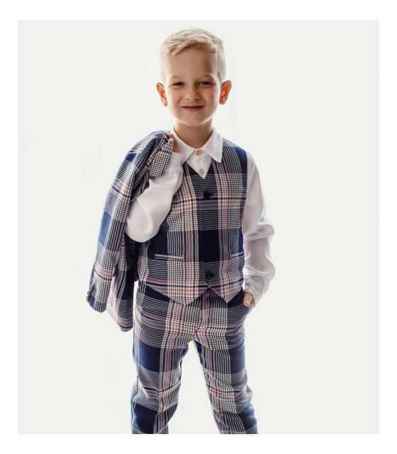 Navy komplet dla chłopca kamizelka-spodnie