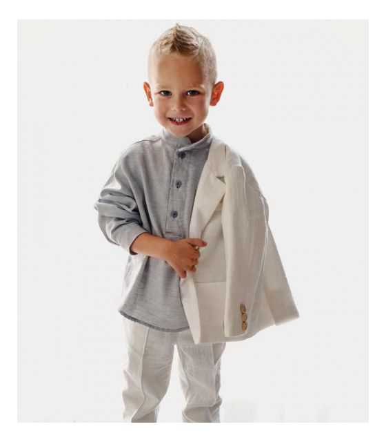 Bianco garnitur lniany dla chłopca 2-częściowy 