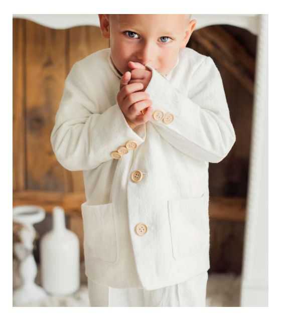 Bianco garnitur lniany dla chłopca 2-częściowy 