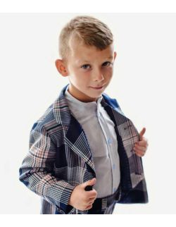 Błękitna koszula dla chłopca elegancka ze stójką