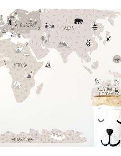 Naklejka MAPA świata -beżowa M