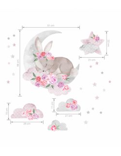 Naklejka śpiący królik różowy