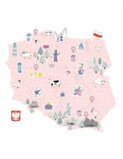 Naklejka MAPA Polski - różowa L