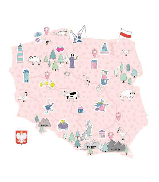Naklejka MAPA Polski - różowa L