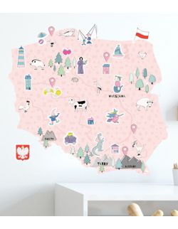 Naklejka MAPA Polski - różowa M