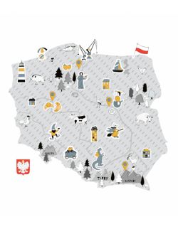 Naklejka MAPA Polski - szara M
