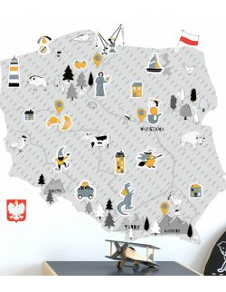 Naklejka MAPA Polski - szara S 