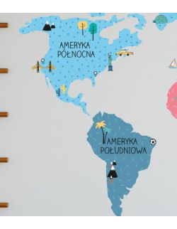 Naklejka MAPA świata - kolorowa S