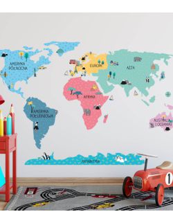 Naklejka MAPA świata - kolorowa M (130 cm x 85 cm)