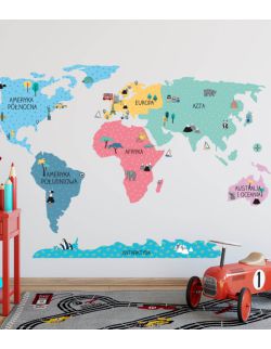 Naklejka MAPA świata - kolorowa L (180 cm x 120 cm)