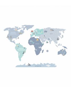Naklejka MAPA świata - niebieska L