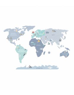 Naklejka MAPA świata - niebieska M