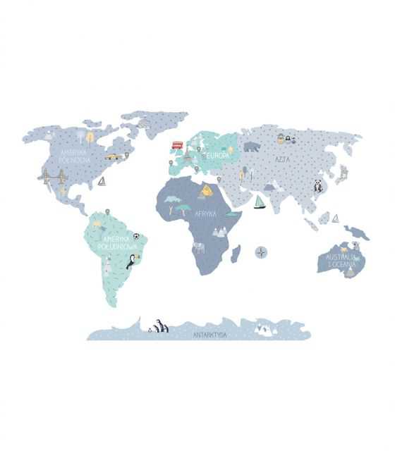 Naklejka MAPA świata - niebieska M