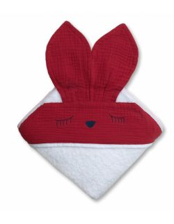 Hi Little One - Ręcznik z kapturem 100 x 100 SLEEPY BUNNY hooded bath towel Strawberry