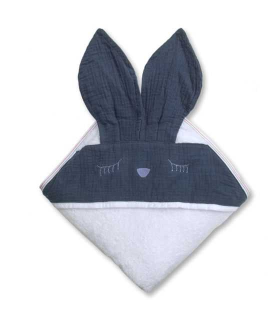 Hi Little One - Ręcznik z kapturem 100 x 100 SLEEPY BUNNY hooded bath towel Navy