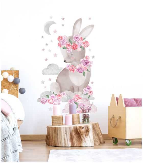 Naklejka królik różowy