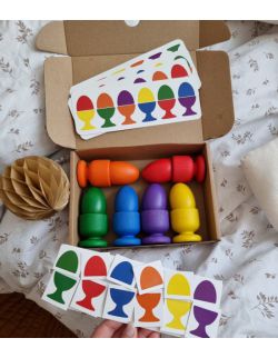 Układanka lewopółkulowa jajka- sorter kolorów