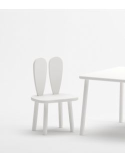 Stolik i 2 krzesełka z uszami królika w kolorze białym
