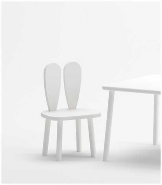 Stolik i 2 krzesełka z uszami królika w kolorze białym