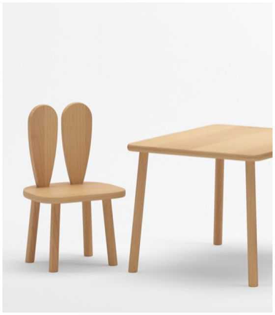 Stolik i 2 krzesełka z uszami królika - buk