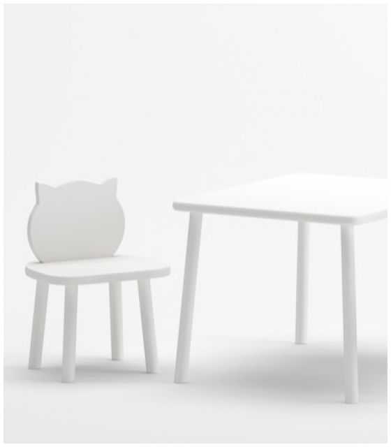 Stolik i 2 krzesełka kotki - białe