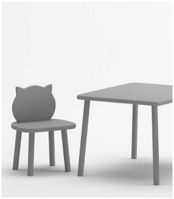 Stolik i 2 krzesełka kotki - szare