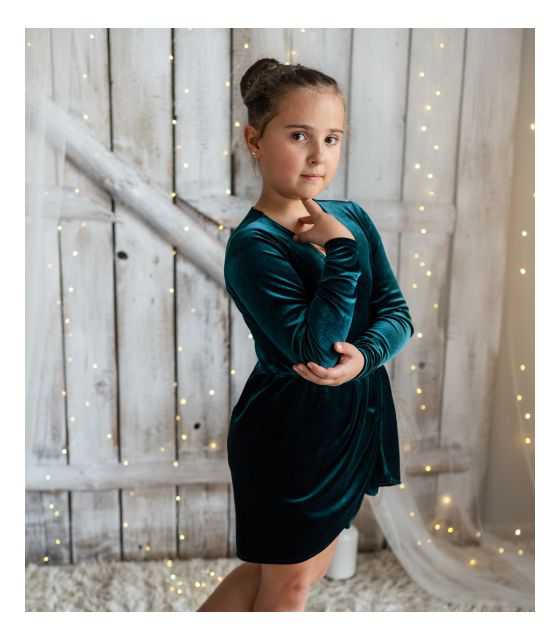 Luna welurowa sukienka dla dziewczynki butelkowa zieleń