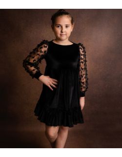Butterfly elegancka czarna sukienka dla dziewczynki 