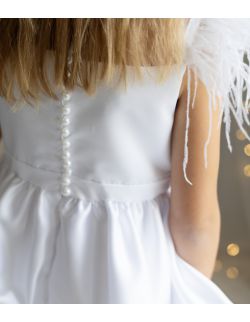 Angel biała sukienka dla dziewczynki z piórami