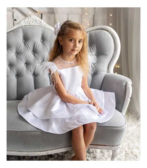 Angel balowa sukienka dla dziewczynki z piórami