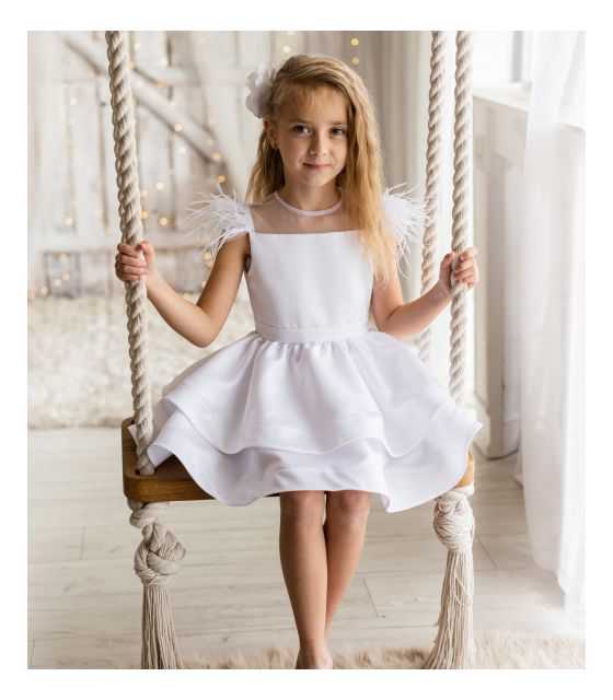 Angel balowa sukienka dla dziewczynki z piórami