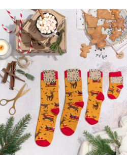 Zestaw 4 par skarpet świątecznych w renifery dla rodziców i dzieci