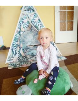 pufa zielona żółwik na kółkach dla dzieci
