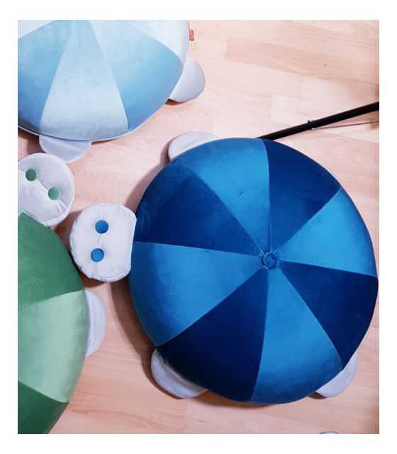 puf do siedzenia na kółkach dla dzieci tapicerowany w kształcie żółwika