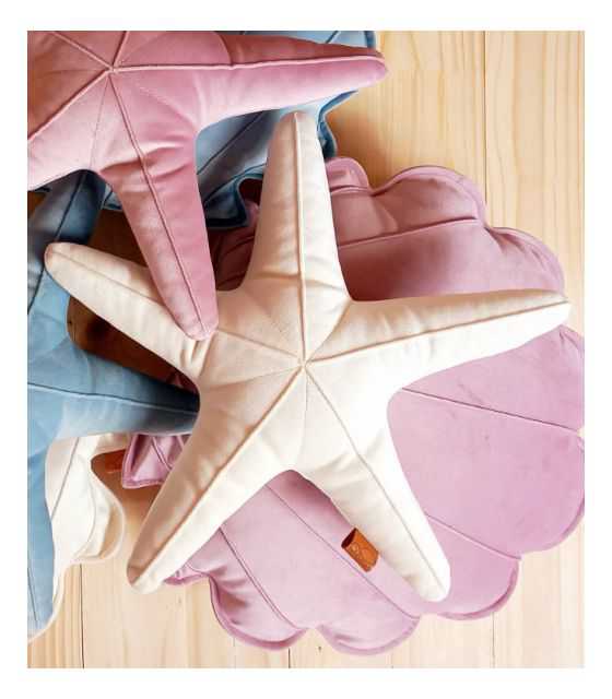 poduszki dekoracyjne muszla z rozgwiazdą zestaw kremowy