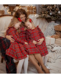 Sukienki świąteczne mama i córka czerwona krata