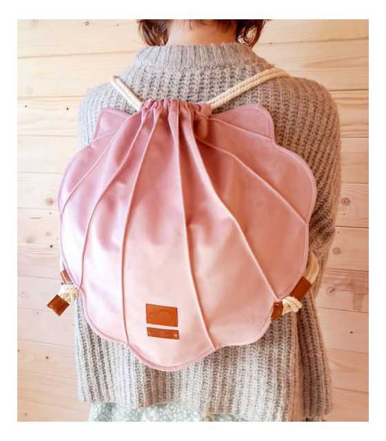 worek plecak z kieszonką muszla różowa