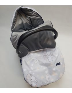 Duży Śpiworek zimowy Króliczki z Ultra Soft velvet ciemno szary gładki 