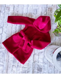 Różowy płaszcz dla dziewczynki z kapturem alpaka fuksja
