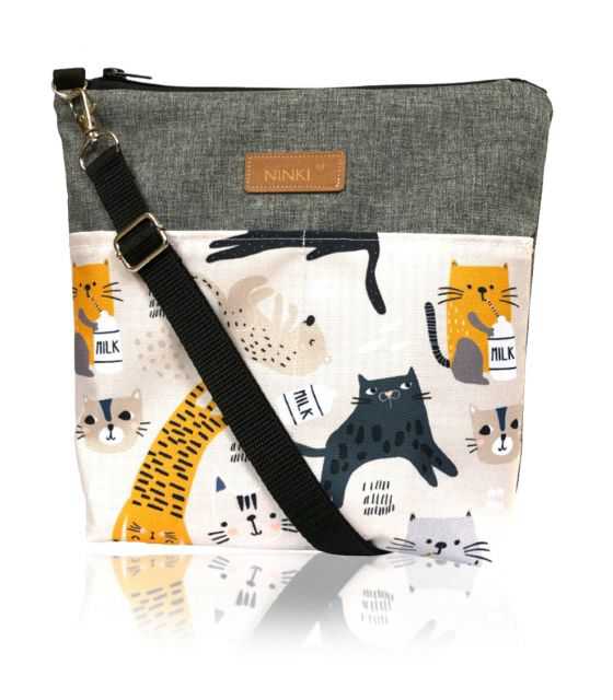 wodoodporna torebka dla dziewczynki Ninki® (koty na beżowym tle)