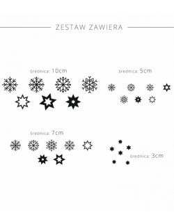 Naklejki Świąteczne Płatki Śniegu i Gwiazdy SW025