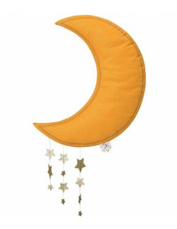 Picca LouLou - Dekoracja ścienna Sparkle Moon YELLOW with Stars 45 cm
