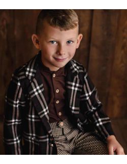 Deep brown brązowy garnitur dla chłopca 2-częściowy