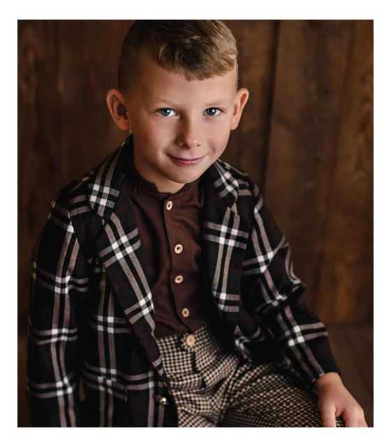 Deep brown brązowy garnitur dla chłopca 2-częściowy