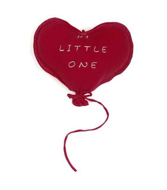 Hi Little One - Poduszka dekoracyjna z organicznego oddychającego BIO muślin HEART RED