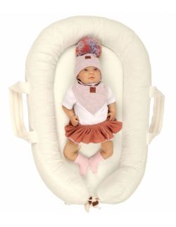Pom Pom - komplet niemowlęcy czapka z bandanką ALPACA BOHO Pink S