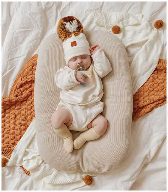 Pom Pom - komplet niemowlęcy czapka z bandanką ALPACA BOHO Mustard S
