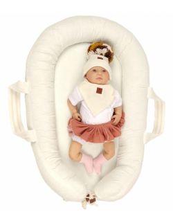 Pom Pom - komplet niemowlęcy czapka z bandanką ALPACA BOHO Ivory S