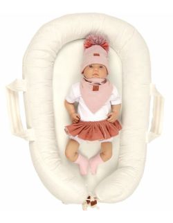 Pom Pom - komplet niemowlęcy czapka z bandanką ALPACA BOHO Blush S