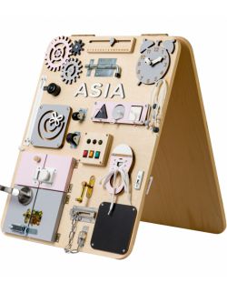 Personalizowana tablica manipulacyjna Woobiboard PLUS naturalna z różem STOJĄCA